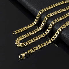 1 Piece Width 3.5/5/7mm Stainless Steel Gold/Black Color Punk Necklace Cuban Link Cha alternate view
