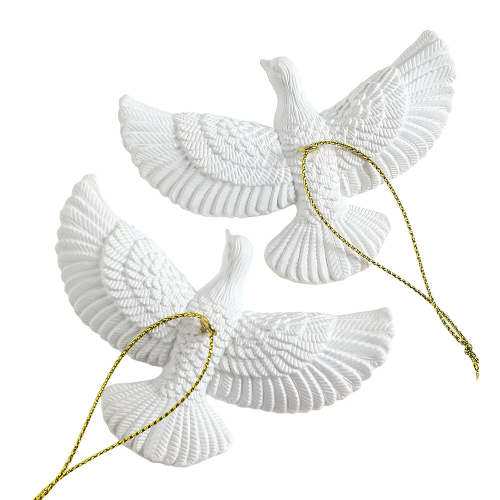 Resin Friendship Doves Christmas Tree Ornament Set of Two Doves for Someone detail view