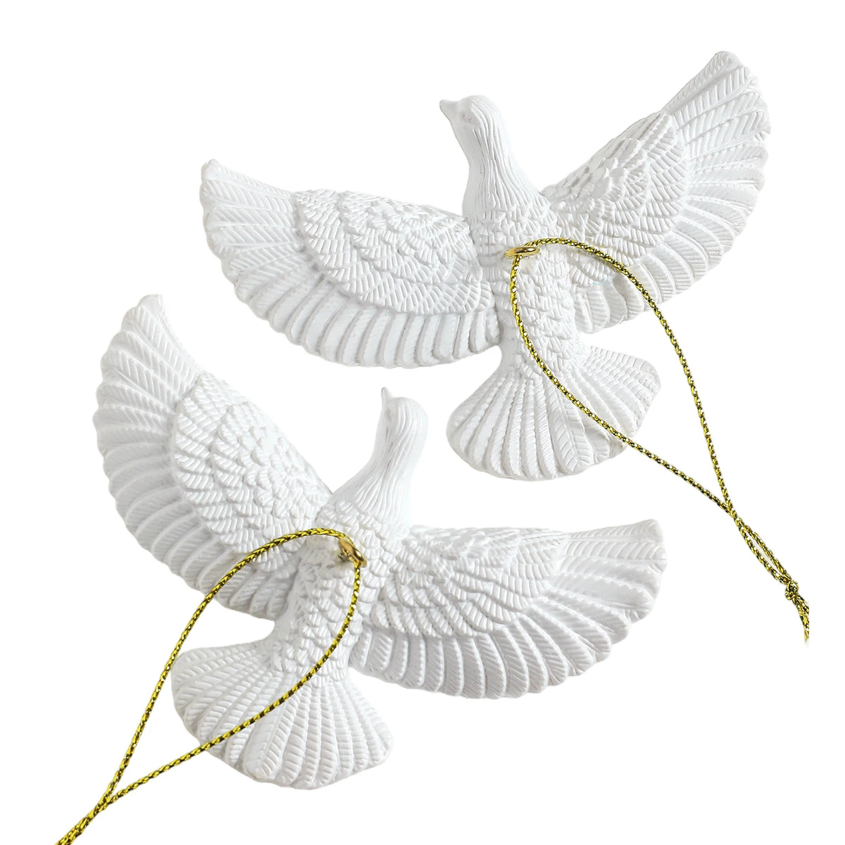 Resin Friendship Doves Christmas Tree Ornament Set of Two Doves for Someone detail view