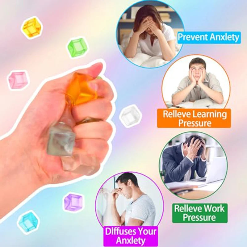 10 Pack Ice Cube Sensory Stress Balls | Mochi Squishies Squeeze Toys for Adults and K lifestyle view