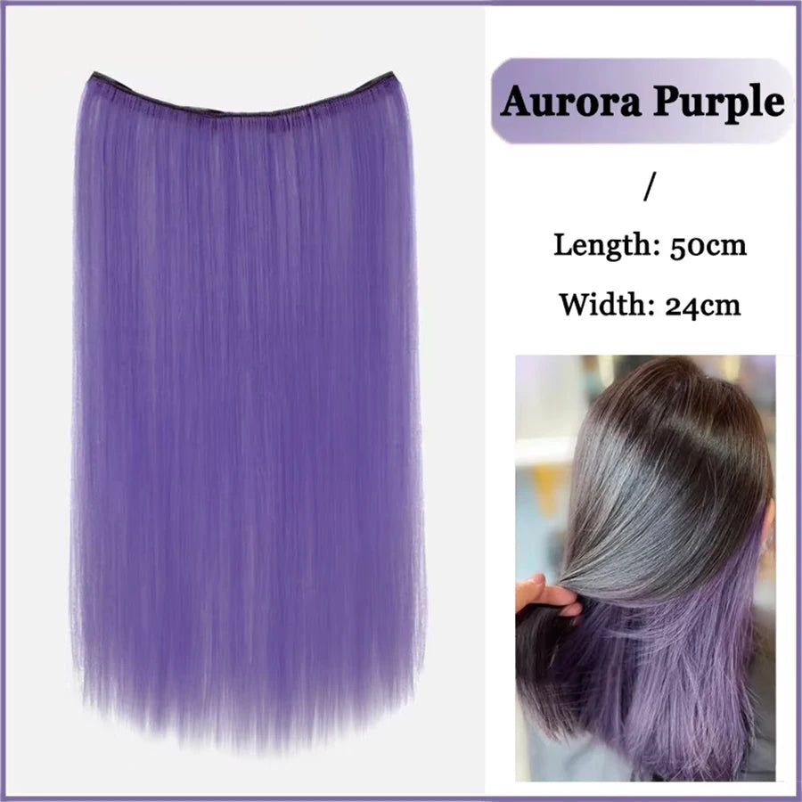Synthetic Long Straight Clip In Hair Extension | 4 Clips Hidden Hair Piece Wig lifestyle view