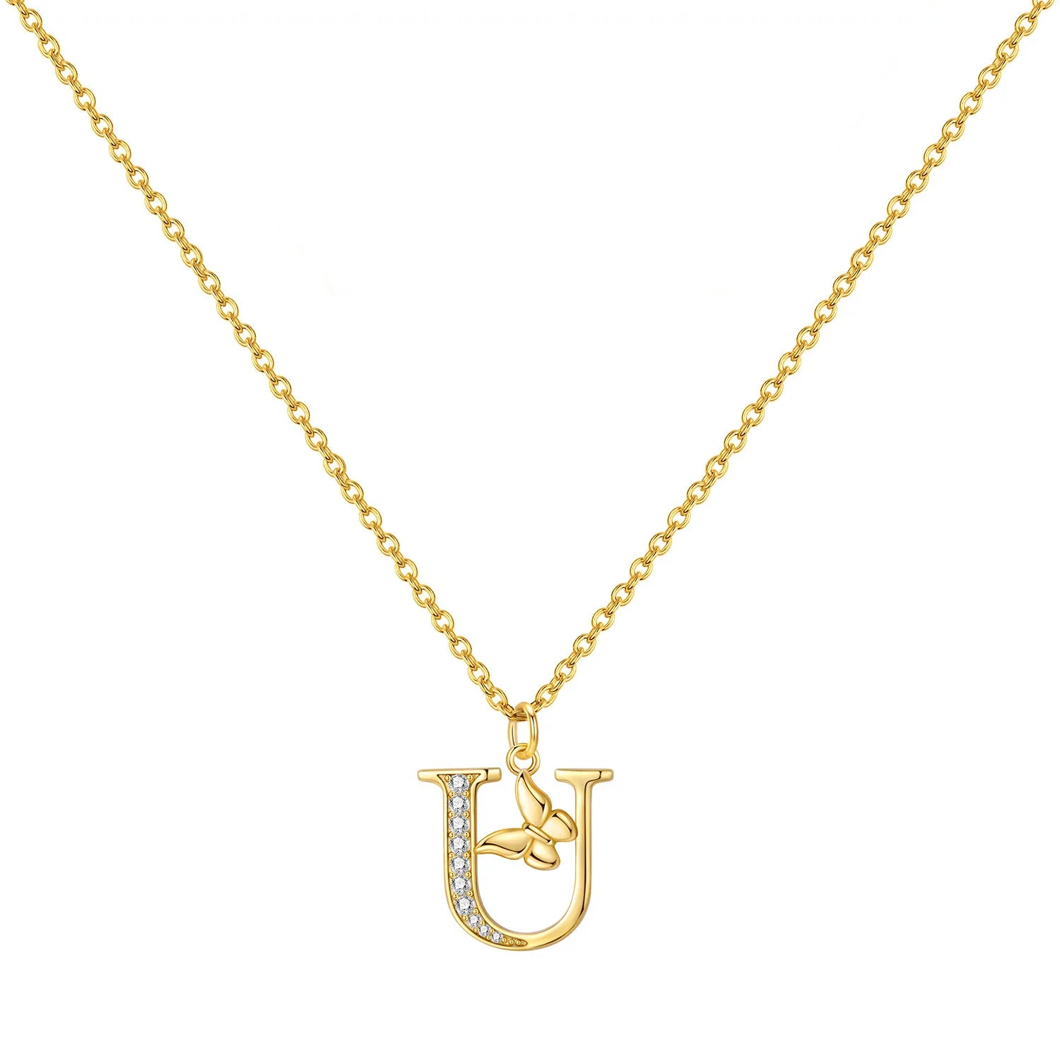 925 Sterling Silver Butterfly Initial Necklace | 26 Letter Y-Shaped Pendant for Women lifestyle view