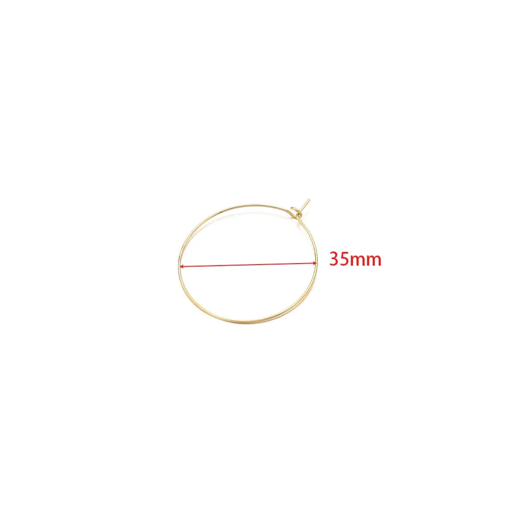 20pcs Stainless Steel Big Circle Hoop Earrings Wires | 18K Gold Plated or Steel Color, close-up view