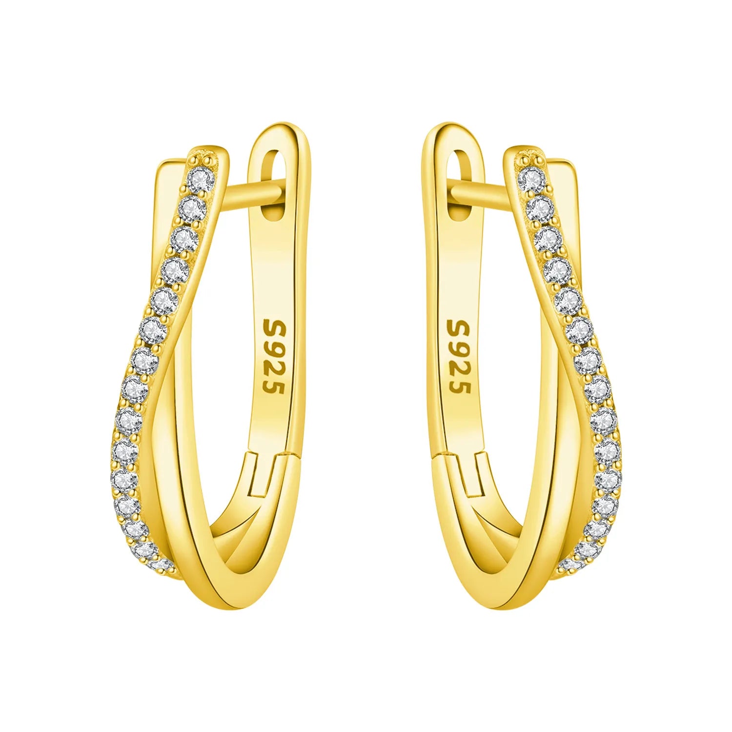 Original 925 Sterling Silver Planet Starlight Earrings Fashion 18K Gold Hoop Earring f close-up view