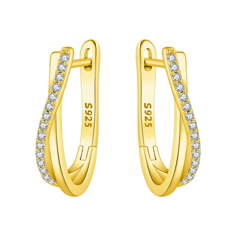 Original 925 Sterling Silver Planet Starlight Earrings Fashion 18K Gold Hoop Earring f close-up view