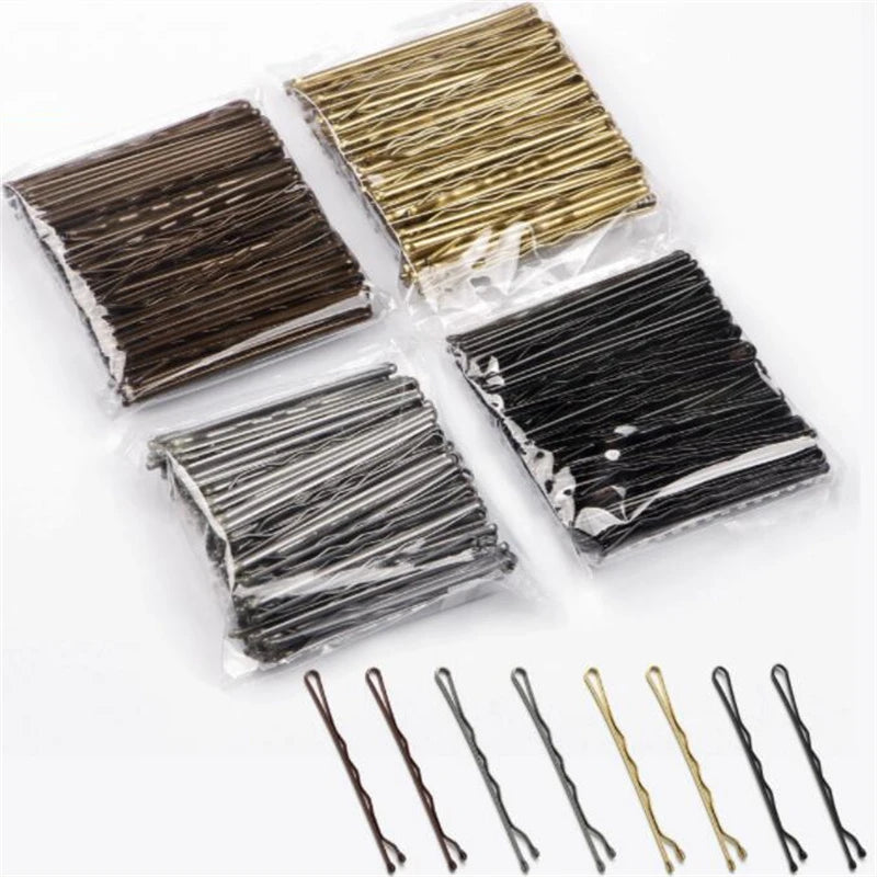50 Pcs/Bag 5 6 7cm U Shaped Alloy Hairpins Waved Hair Clips Simple Metal Bobby Pins Barrettes Bridal