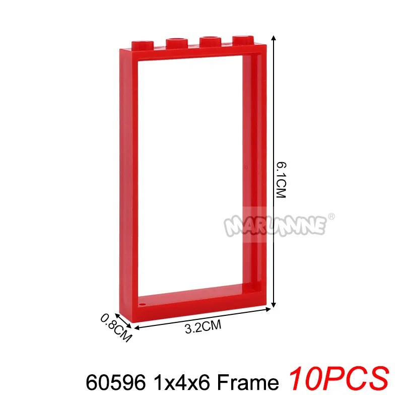Marumine Window and Door Building Blocks | Compatible City House Parts Set detail view