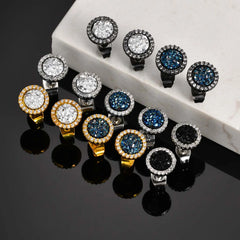 Hip Hop Broken Zircon Stud Earrings for Men Boys,Anti Allergy Round Small Metal Earrings,Rock Punk J