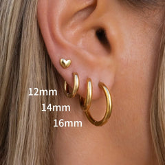 6/8/10/12/14/16mm Stainless Steel Huggie Hoop Earrings For Women Stackable Gold Color Essential Mini