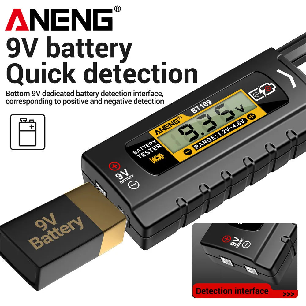 ANENG BT169 Battery Level Tester | Digital Display, No Power Required, Portable ABS T alternate view