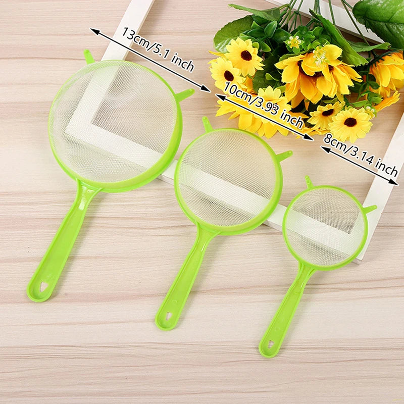 3pcs Plastic Fine Mesh Scoop Strainer Juice Tea Strainer Flour Colander Sieve Sifte additional angle