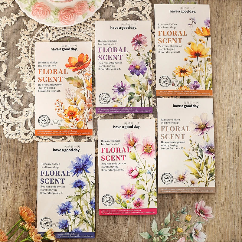 20pcs Floral Scent Vintage Flower Stickers | Creative DIY Journal Garden Label Pack alternate view