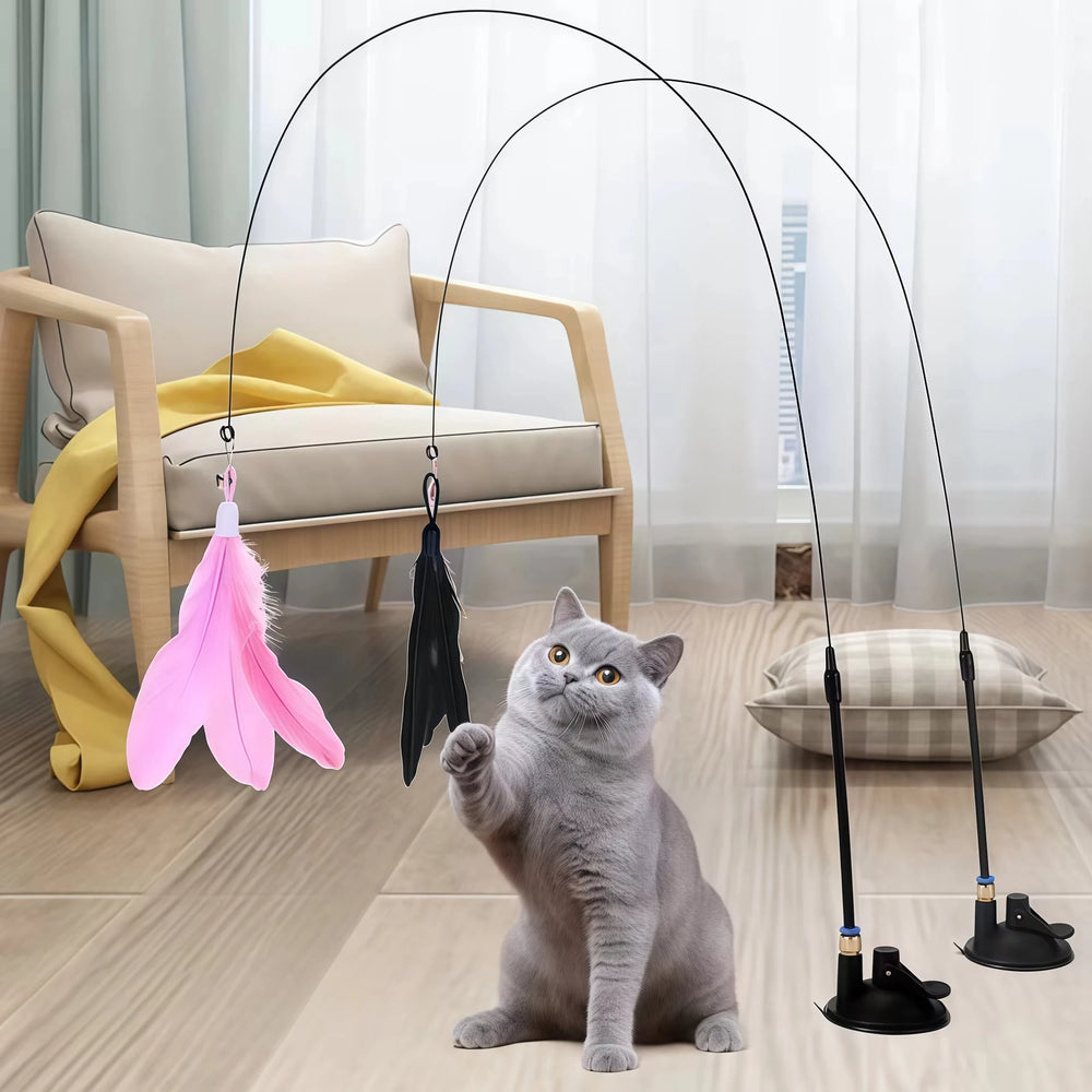 Cat Toys Funny Rainbow Strips Stick Cat Teaser Wand Pet Toys for Cats Interactive lifestyle view