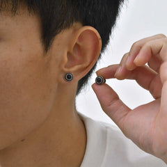 Men's Tiger Eye Stone Stud Earrings | Natural Gemstone Punk Earrings for Men alternate view