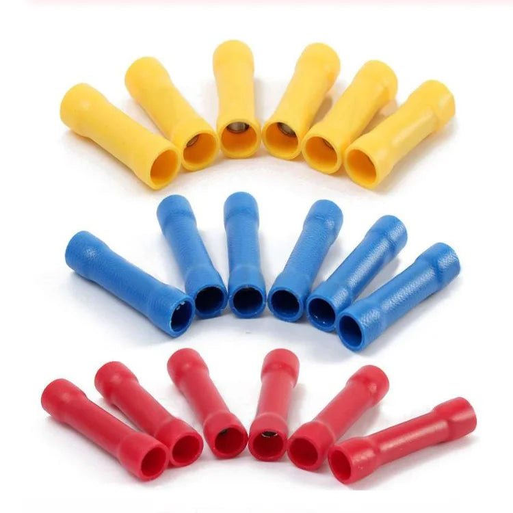 10/50/100 Pcs Straight Butt Wire Terminals Splice Insulated Crimp PVC Copper Tube E additional angle