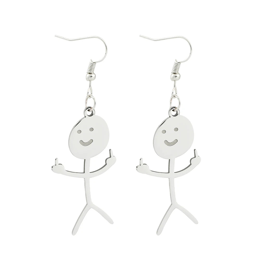 Funny Doodle Earrings for Women | Y2K Stainless Steel Character Studs