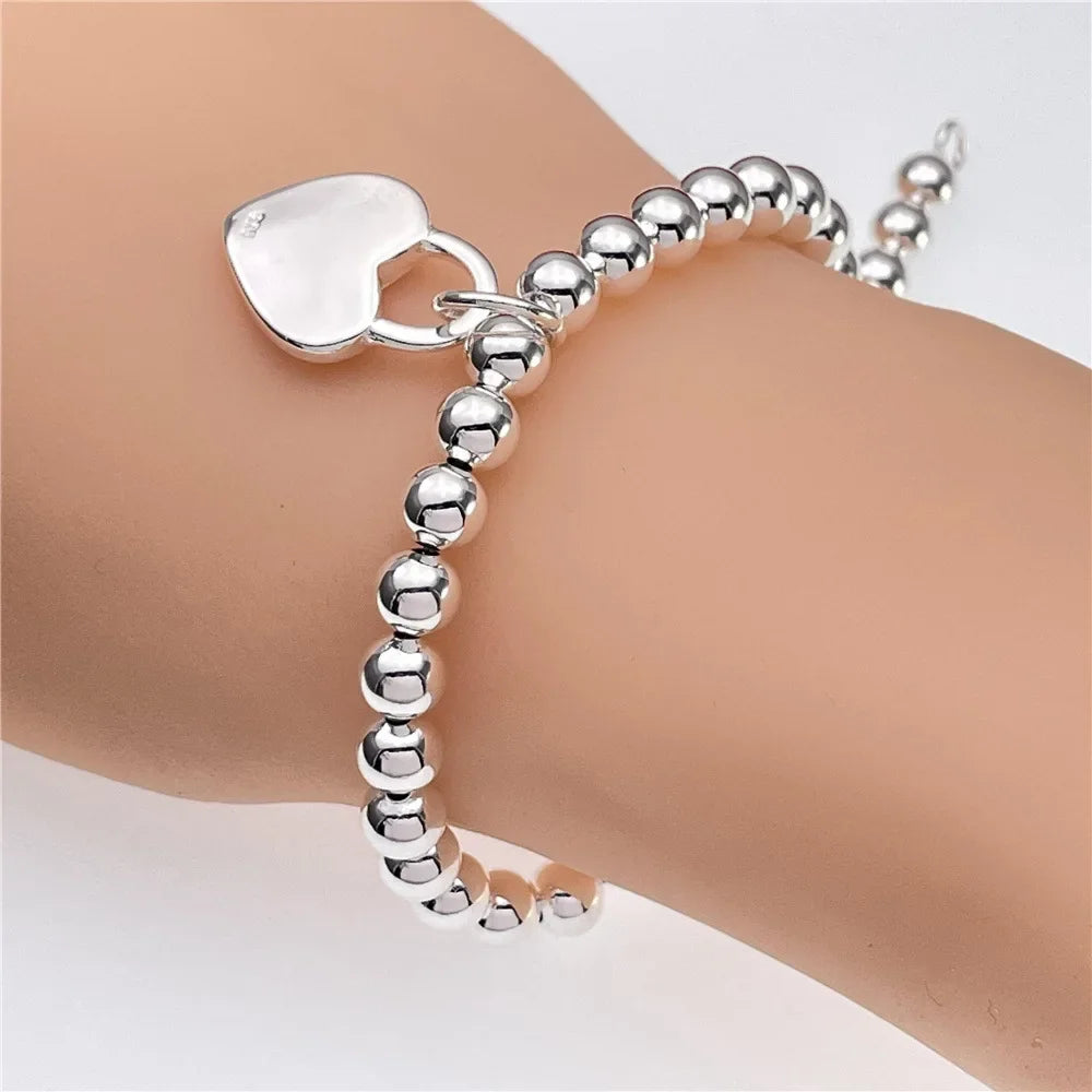 Fine 925 Sterling Silver Noble Nice Chain Solid Bracelet for Women Men Charms Party additional angle