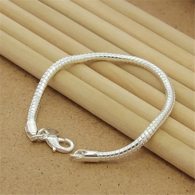 Fine 925 Sterling Silver Noble Nice Chain Solid Bracelet for Women Men Charms Party G alternate view