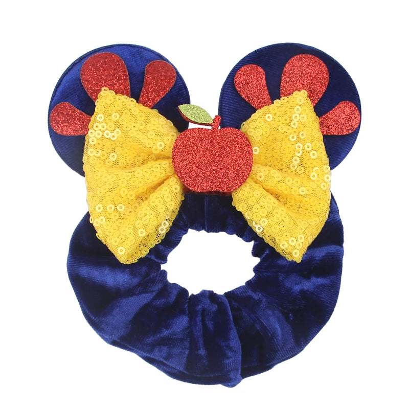 Women Ears Hair Scrunchies Velvet Hairbands For Girls Sequins Bows Headband Women Trip close-up view