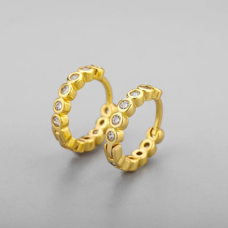 ANENJERY CZ Zircon Circle Hoop Earrings for Women Men Punk Trendy Party Accessories additional angle
