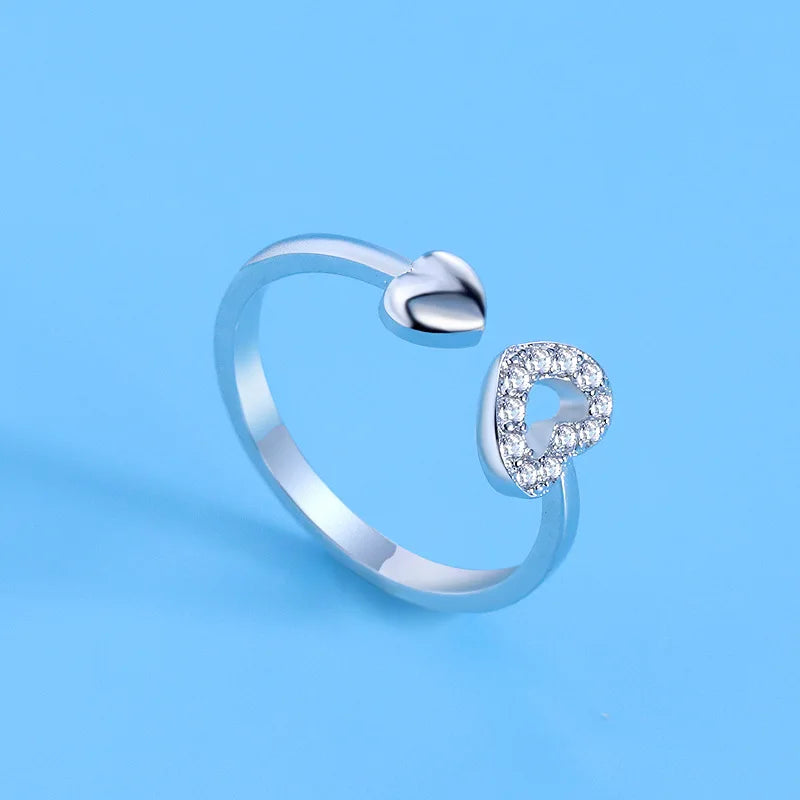925 Sterling Silver Zircon Adjustable Ring | Women's Cocktail Jewelry close-up view