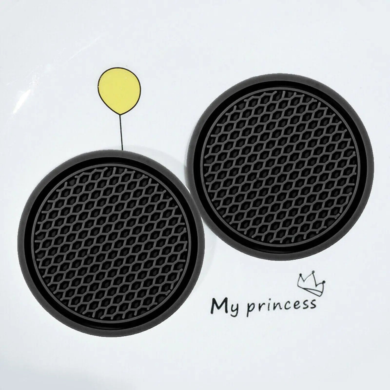 Car Cup Holder Coasters Non-Slip Rhinestone Rubber Pad 2 Pcs close-up view