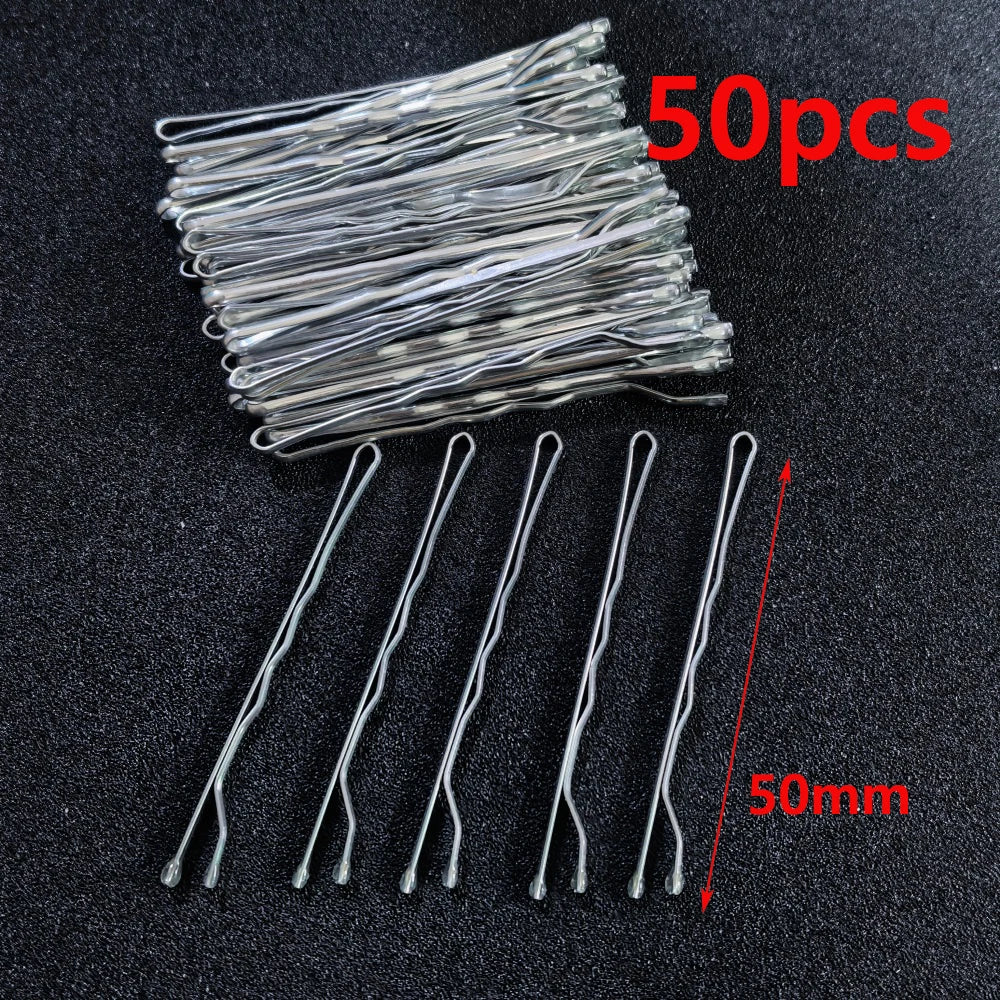 50pcs/Box Metal U Shaped Hair Clips Wedding Bridal Bobby Pins Alloy Waved Hairpins additional angle
