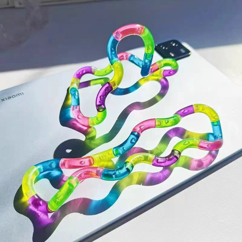 Deformable Rope Fidget Toy | Rainbow Stress Relief Sensory Toy detail view