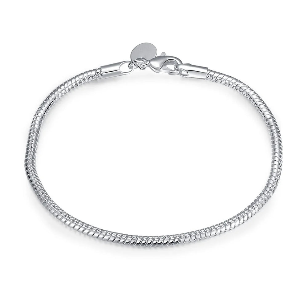 Sterling Silver Snake Chain Bracelet 3mm | DIY Jewelry Gift for Women close-up view