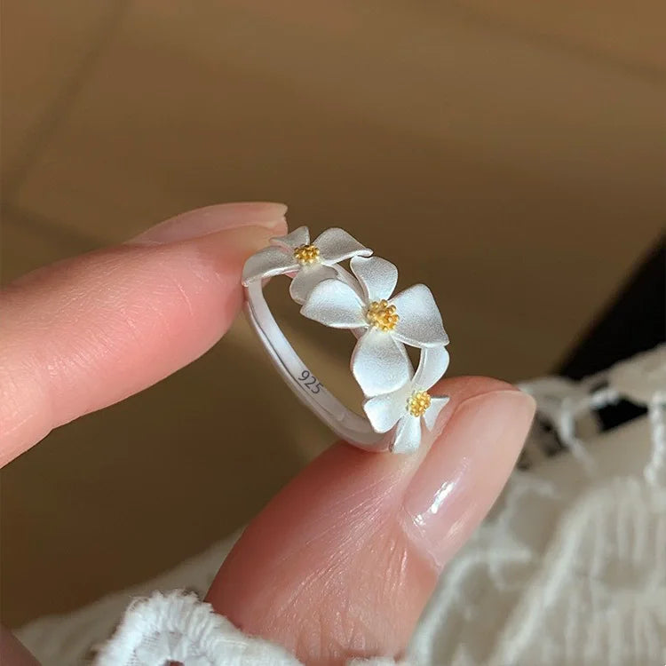VENTFILLE 925 Sterling Silber Blumenring | Hohl Retro Schmuck für Damen