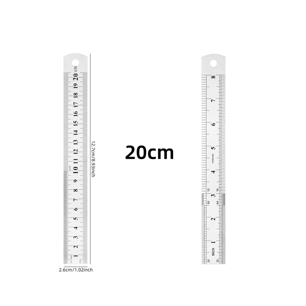 Thickened Steel Ruler | 15/20/30/40/50/60cm | Dual CM & Inch Scale | Precise Measurem alternate view