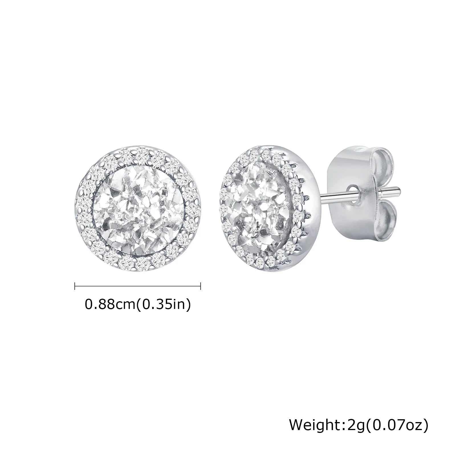 Hip Hop Broken Zircon Stud Earrings for Men Boys,Anti Allergy Round Small Metal Earri alternate view