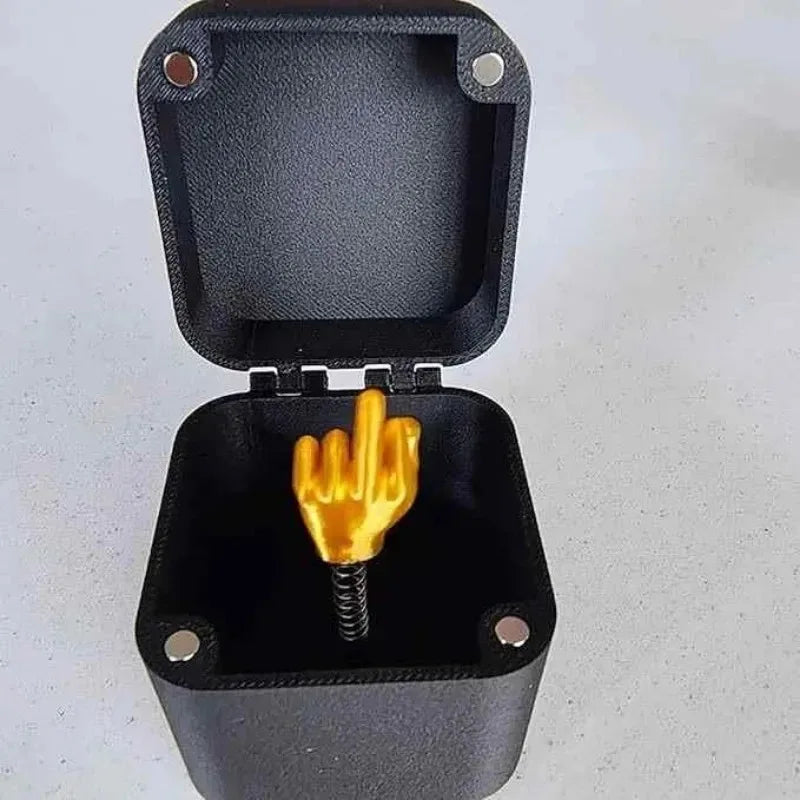 The Pop-up Middle Finger Gift Box for Creative Desk Pranks | Novelty Home Decor close-up view