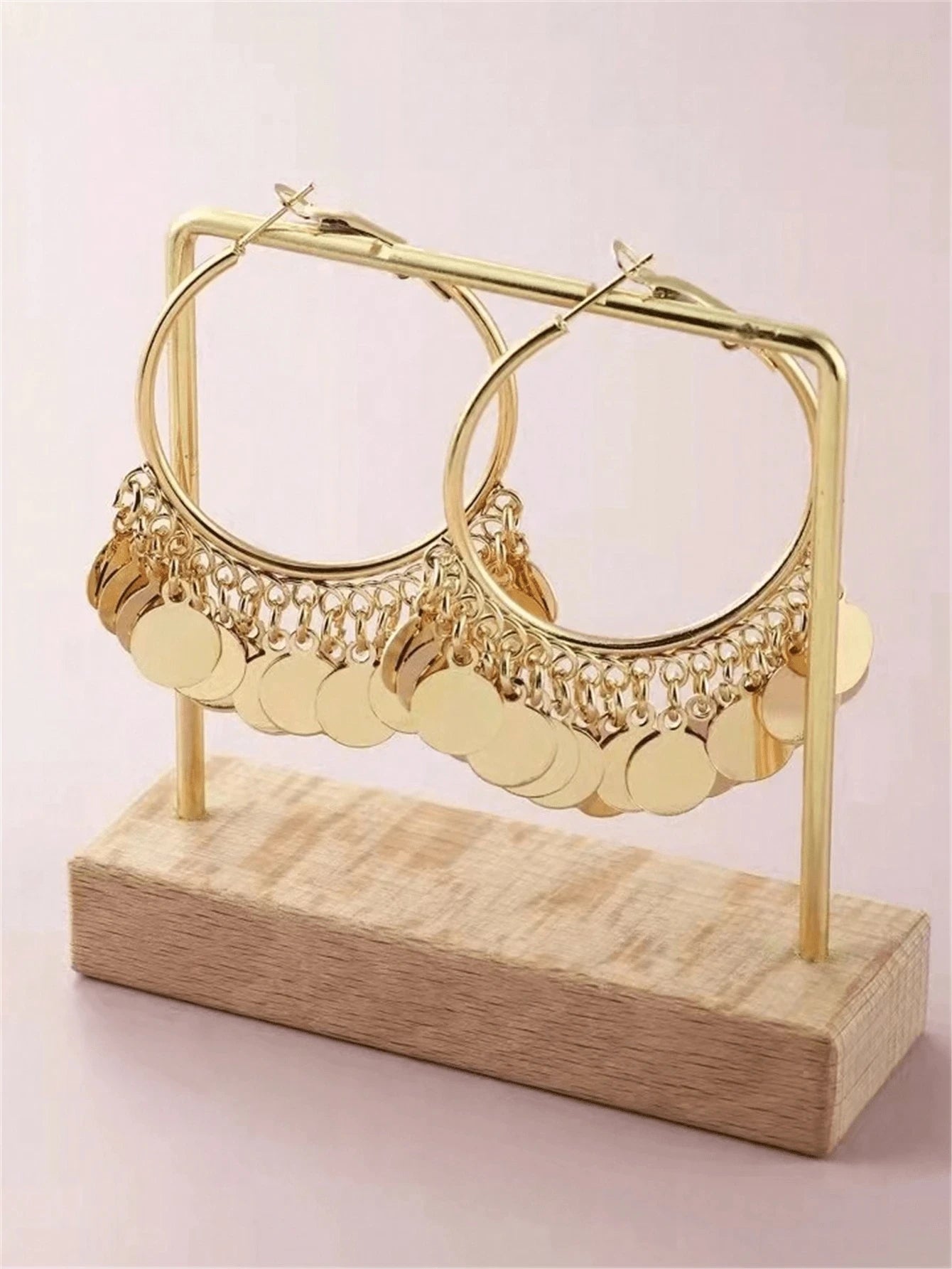 Geometric Disc Charm Earrings | Fashion Hoop Earrings for Women alternate view