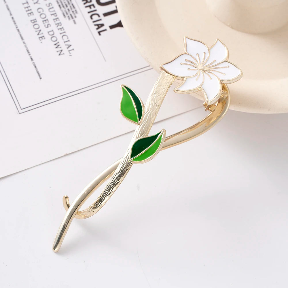 Metal Pearl Hair Claw Clip Women Hair Bun Twist Hairpin Flowers Headband Rhinestone Ba close-up view