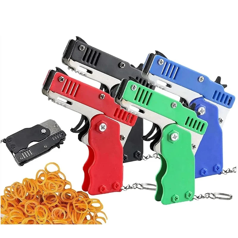 1PCS Keychain Gun 60 Rubber Bands Rubber Band Gun Shooting Pistol Alloy Kid Outdoor P alternate view