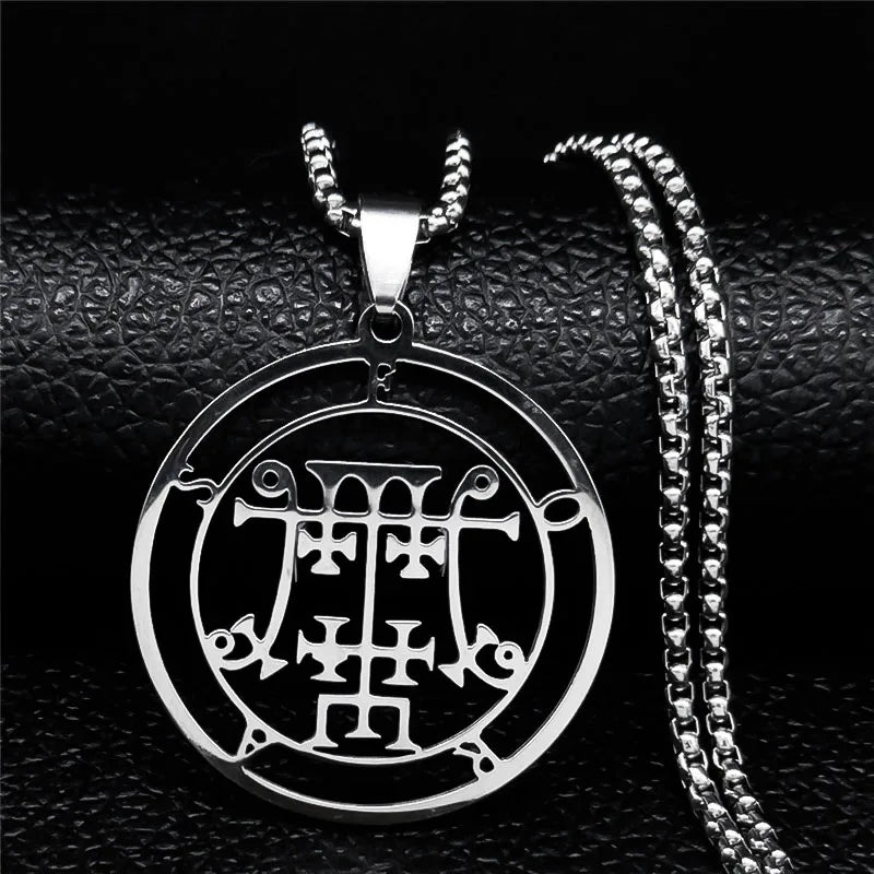 Astaroth Sigil Goetia Stainless Steel Necklace Solomon Demon Seal Satan Sigil sataniq lifestyle view