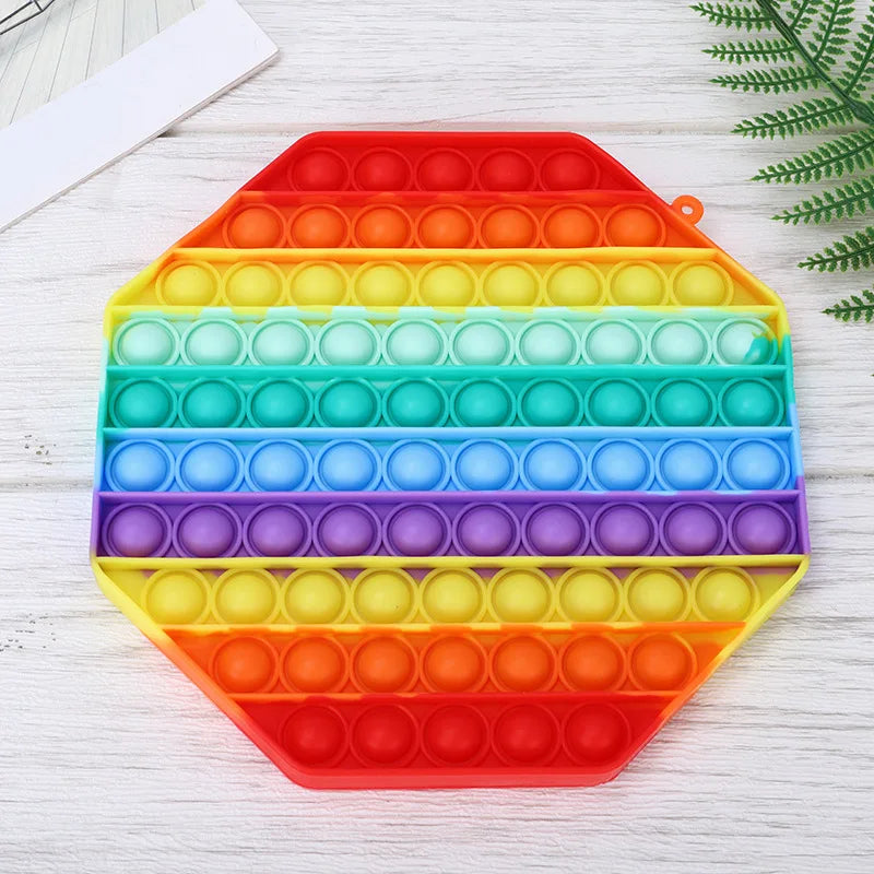 Large Rainbow Push Bubble Fidget Toy | Big Size Sensory Stress Relief for Kids and Ad lifestyle view