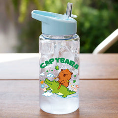 1 Piece 500ml (17 fl oz) Capybara Printed Straw Cup, Summer Water Bottle, BPA Free, Po close-up view