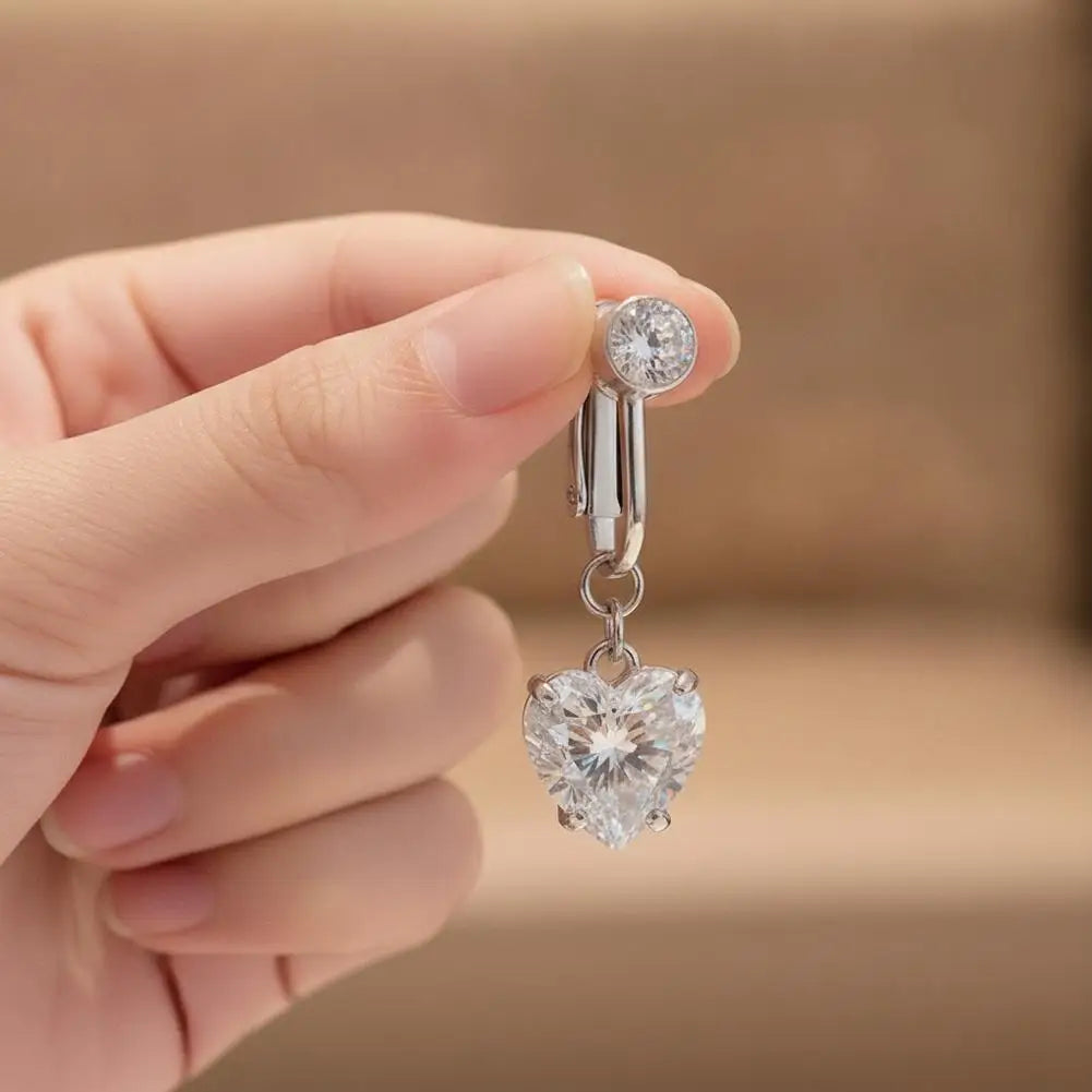 Fake Navel Ring Clip On Belly Button Jewelry Heart Shaped Non Piercing Body Accessory alternate view