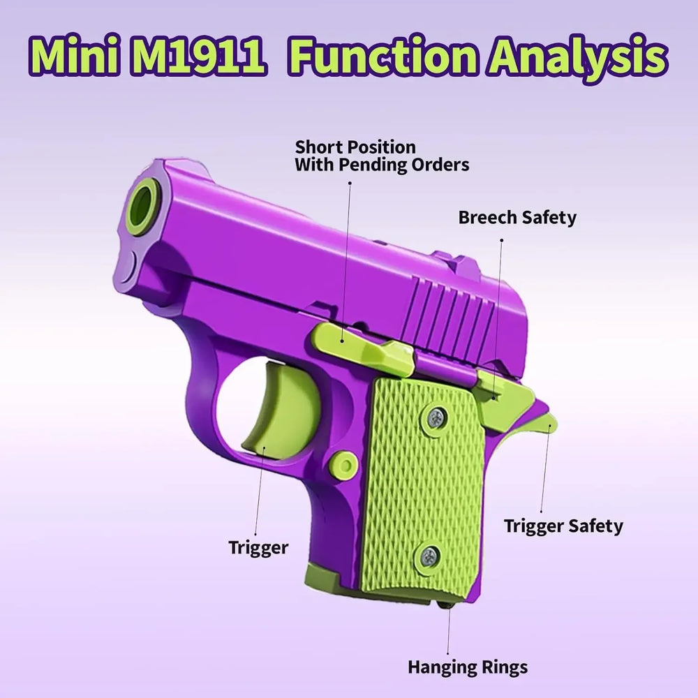 Stress Relief Pistol Toy | Mini Manual Burst Fidget Gun alternate view