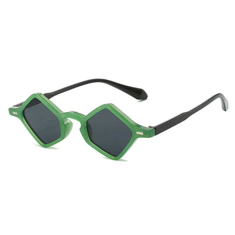 New Fashion Ins Popular Small Polygon Square Sunglasses Women Clear Ocean Lens Shades Men Trending Rivets Sun Glasses UV400