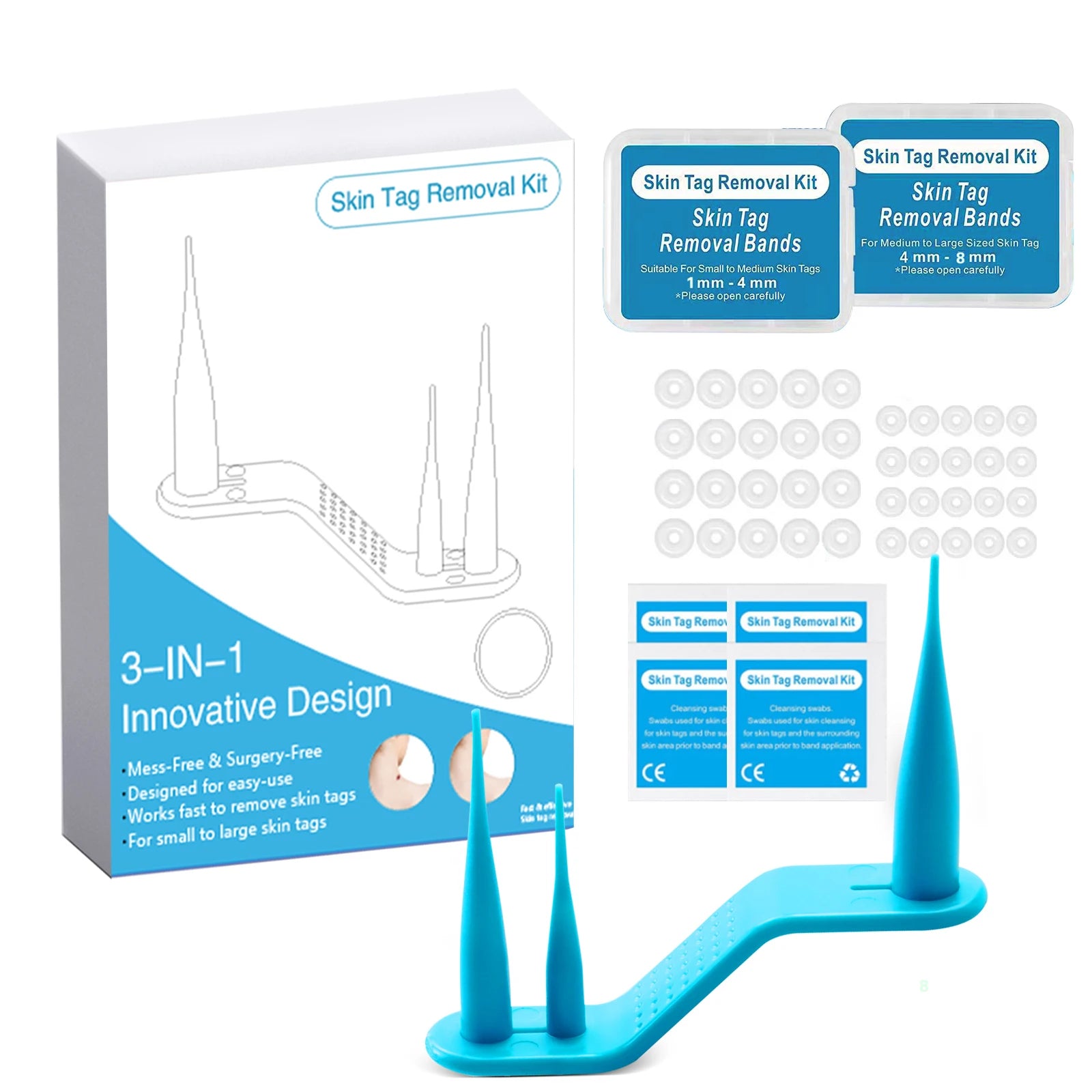 3-IN-1 Painless Skin Tag Removal Kit | Skin Label, Mole, Acne & Wart Removal Pen Set with Cleansing