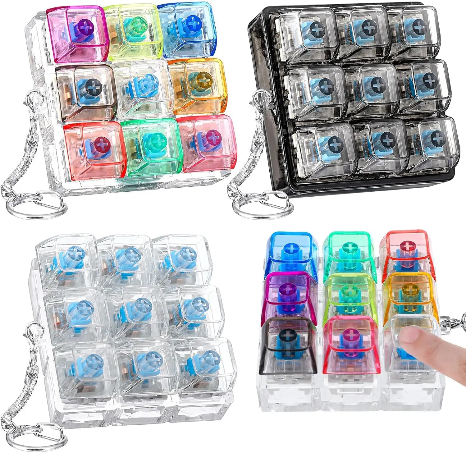 4/9 Keys LED Light Up Keychain Keyboard Clickable Button Fidget Stress Anxiety Relief alternate view