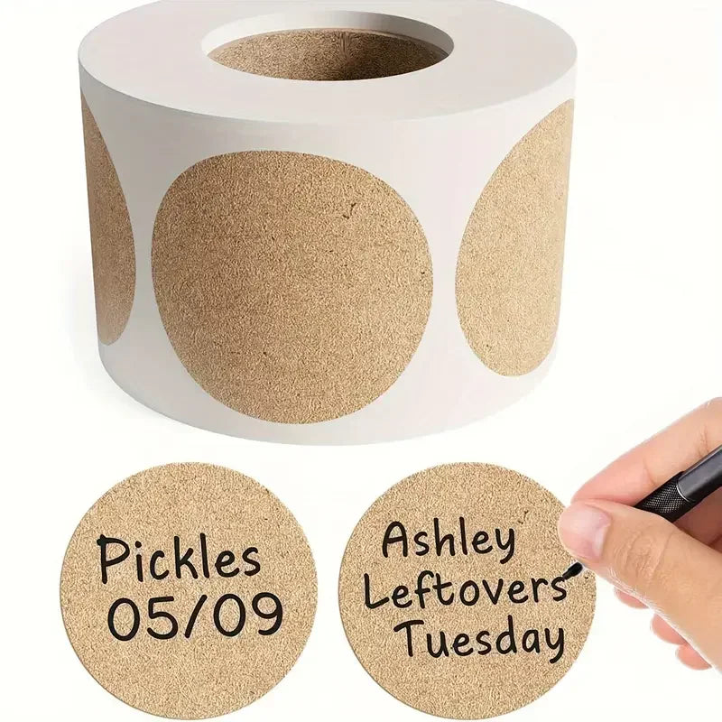 Kraft Round Self-Adhesive Label Stickers | 500pcs Per Roll for Organization alternate view