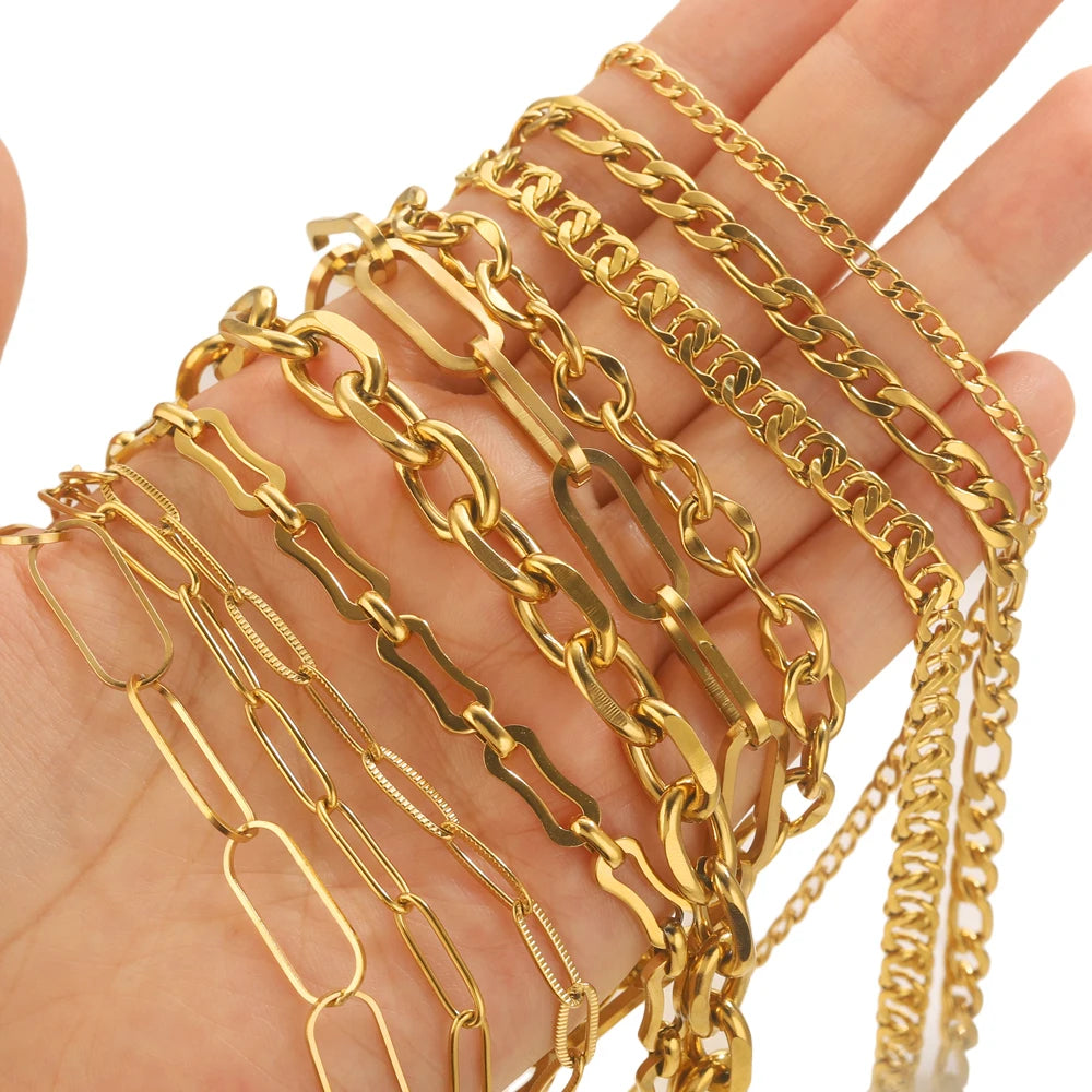 1 Meter Stainless Steel Chain Gold Silver DIY Jewelry Making Chain Necklace Bracelet alternate view