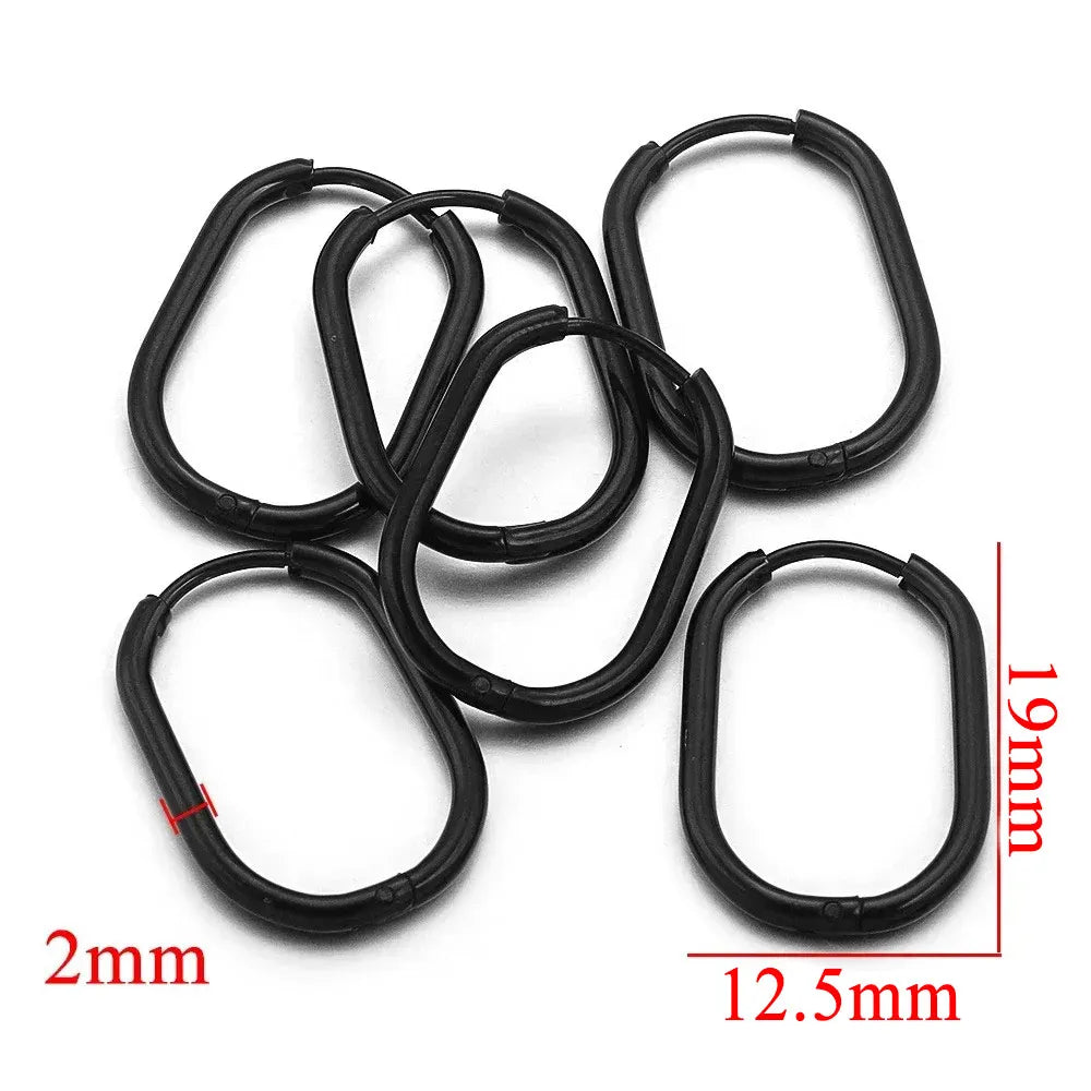 Gold Plated Rectangular Hoop Earrings | 6pcs Stainless Steel Jewelry Findings for D additional angle