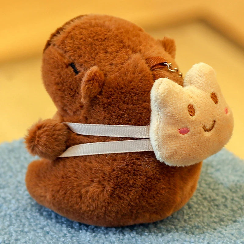 Capybara Plush Keychain | Cartoon Bag Pendant and Car Keyring close-up view