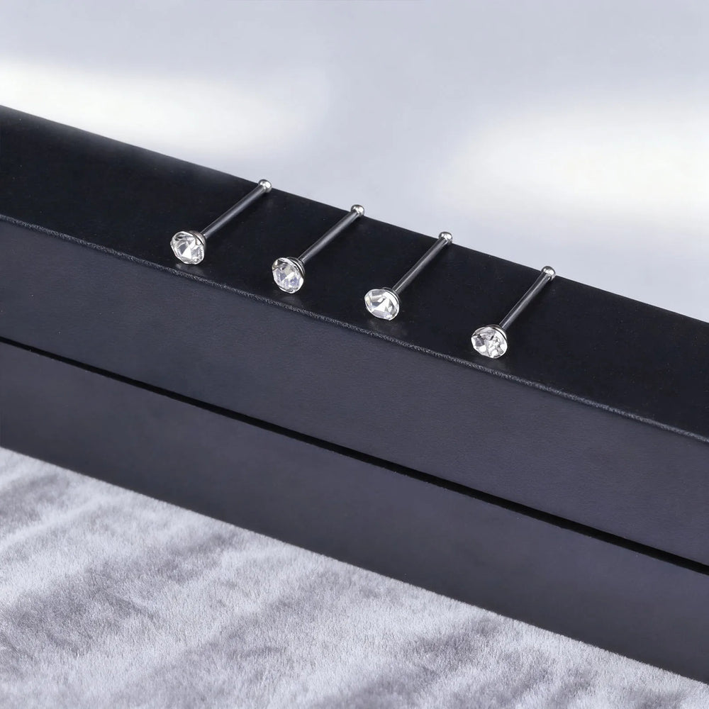 1/4/8PCS 20G 316L Stainless Steel Zircon Nose Piercing Stud for Women Men, L Shape No lifestyle view