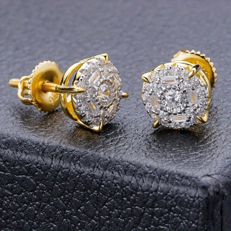 Square Cubic Zirconia Stud Earrings | Vintage Style for Women and Men alternate view